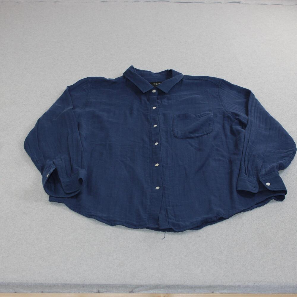 Rails Shirt Women XL Blue Ellis Button Long Sleeve Cotton Lightweight Coastal